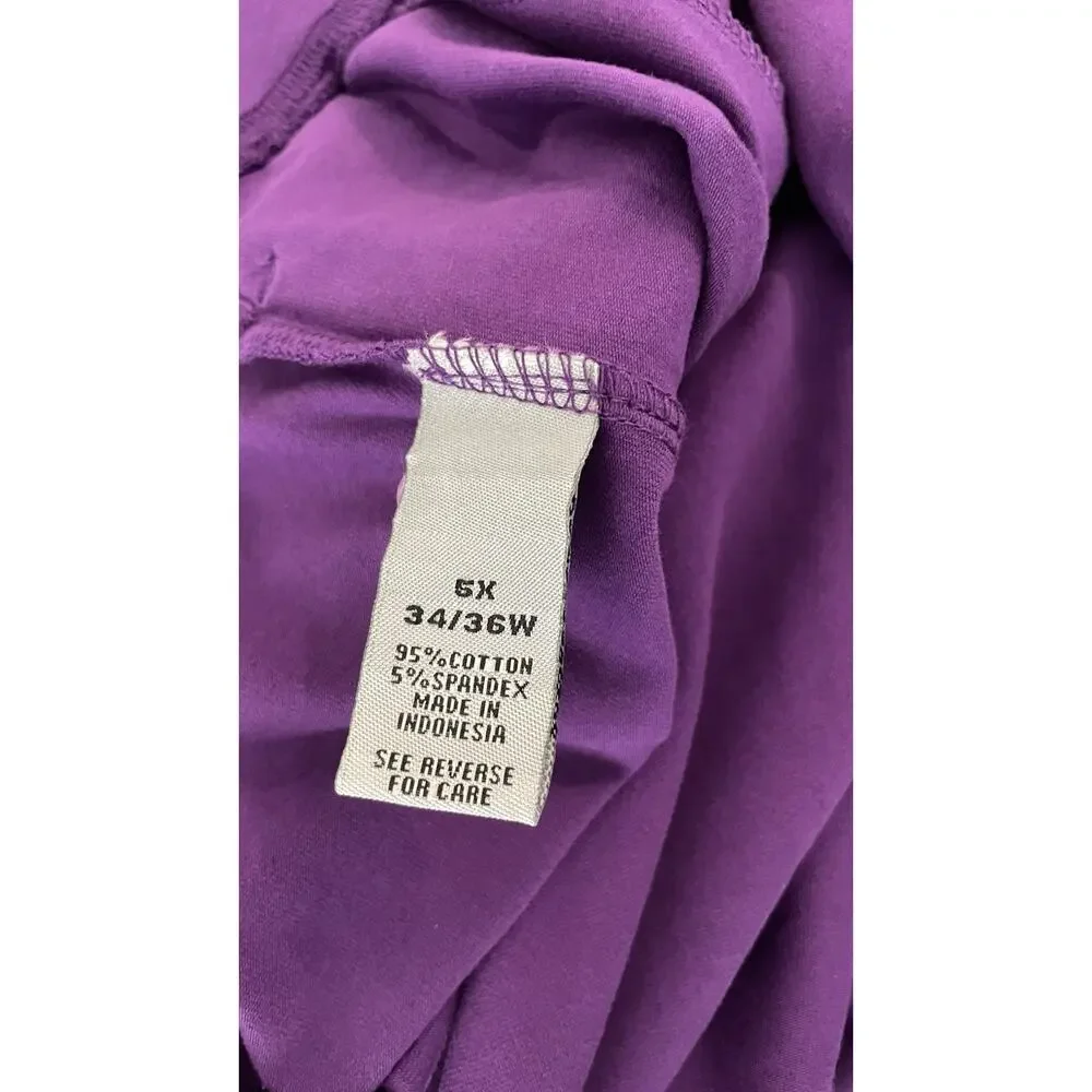 NWT Catherines Suprema Collection Cotton Knit Capri Pants Purple 5X (34/36) - Picture 7 of 12